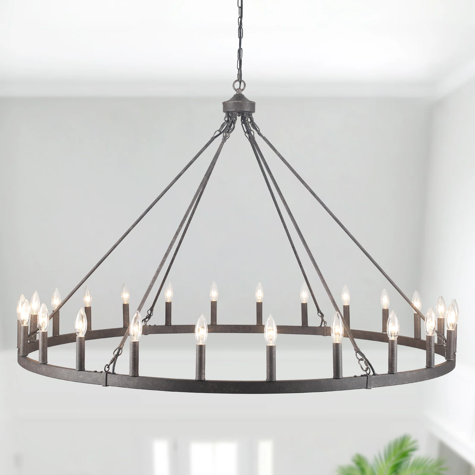 Raeth Farmhouse 24 Lights Wagon Wheel Candle Style Chandelier