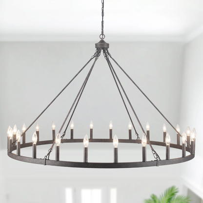 Raeth Farmhouse 24 Lights Wagon Wheel Candle Style Chandelier