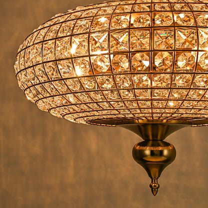 Dion Luxury Antique Brass French Country Crystal Large Chandelier