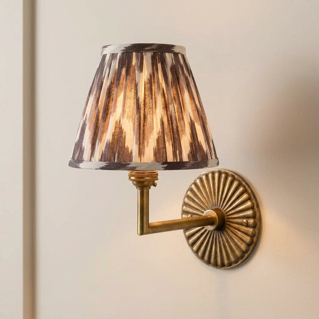 Dimitri Vintage Brass Pleated Fabric Wall Sconce