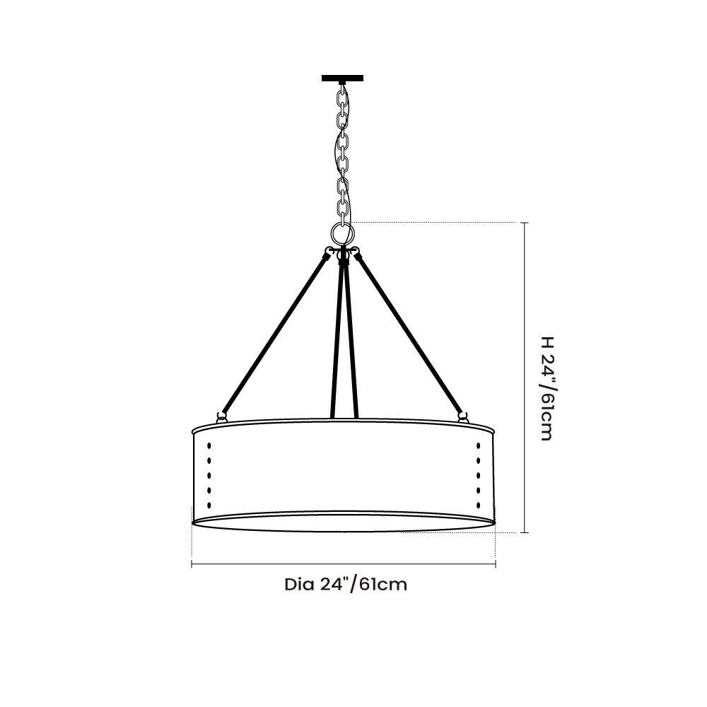 Quillan Industrial Large Black Drum Pendant Light For Dinning Room