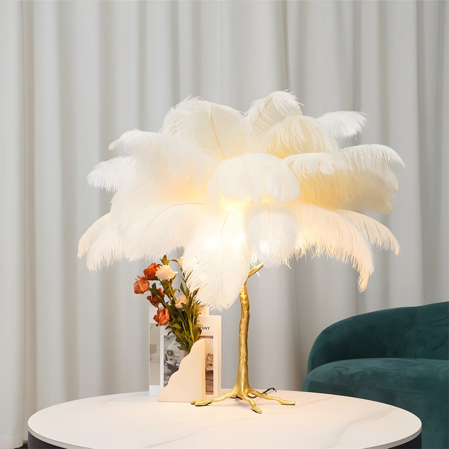 Marco Ostrich Feather Table Lamp