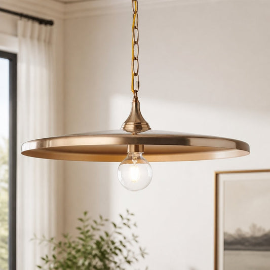 Adley Mid-Century Brass Disc Pendant Light