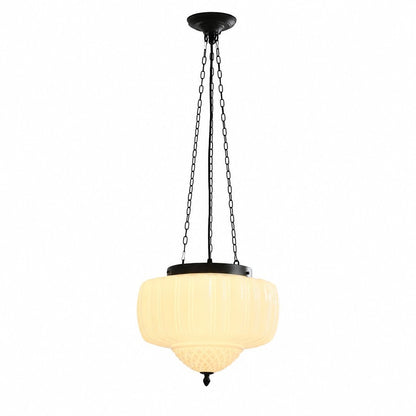 Draxor White Milk Glass Pumpkin Pendant Light
