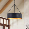 Quillan Industrial Large Black Drum Pendant Light For Dinning Room