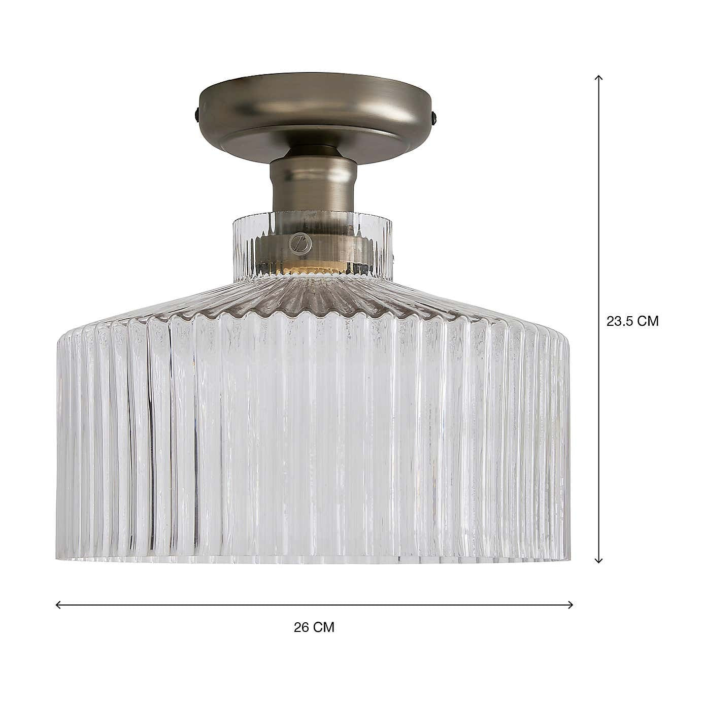 Bramwell Industrial Ribbed Glass Flush Mount Ceiling Light