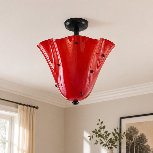 Catalina Contemporary Colored Glass Petal Fazzo Ceiling Light