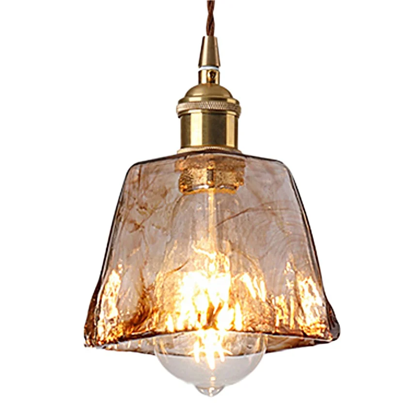 Cyralix Brass Coffee Water Ripple Glass Pendant Light