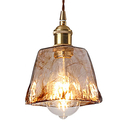 Cyralix Brass Coffee Water Ripple Glass Pendant Light