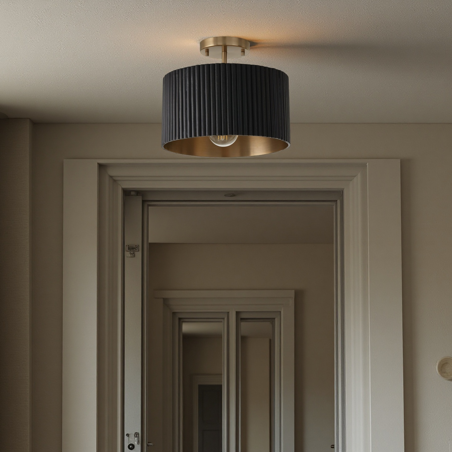 Jovani Farmhous Fluted Resin Drum Ceiling Light