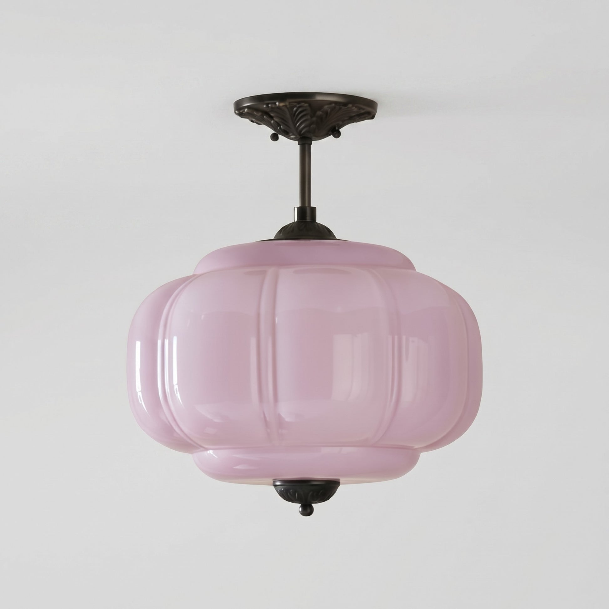 Vortan Antique Brass Green Glass Semi-Flush Mount Eloise Pendant Lamp