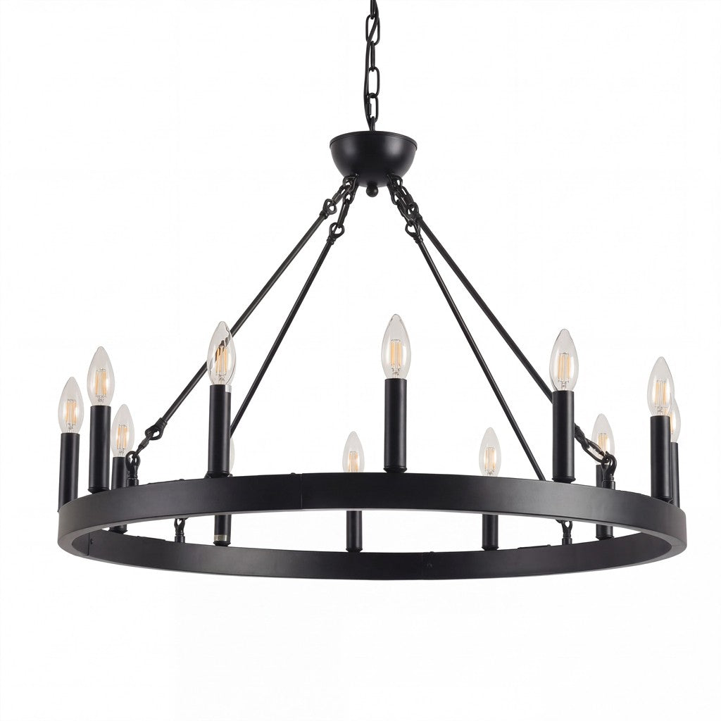 Beau Large 12 Lights Rustic Wagon Wheel Chandelier