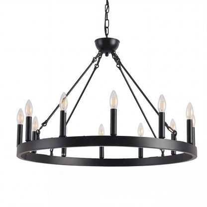 Beau Large 12 Lights Rustic Wagon Wheel Chandelier