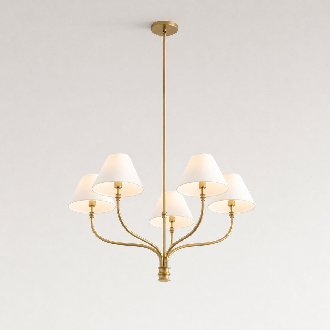 Ashlyn Modern 5/6 Light White Linen Conical Chandelier