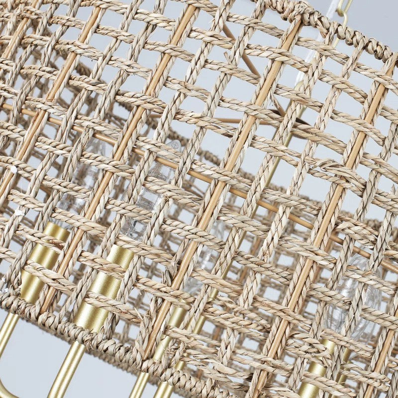 Arlo Bohemian 5 Light Natural Rattan Drum Chandelier