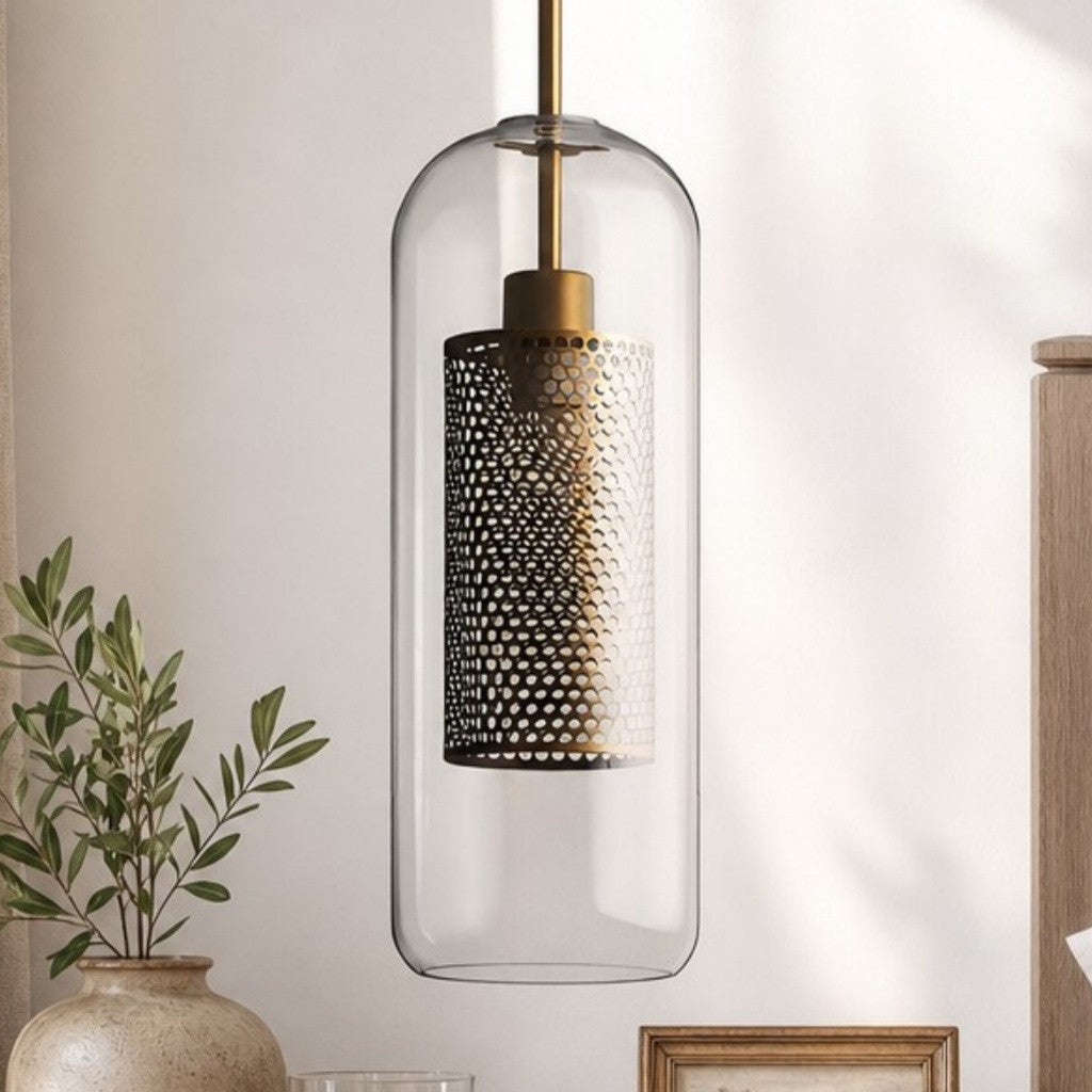 Linc Contemporary Globe Clear Glass Metal Pendant Light