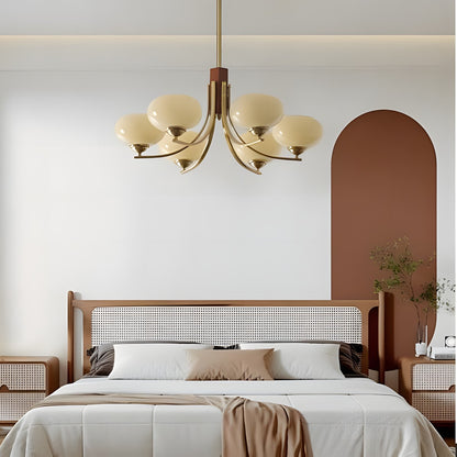 Juino Wood Farmhouse Milk Ball Sputnik Chandelier