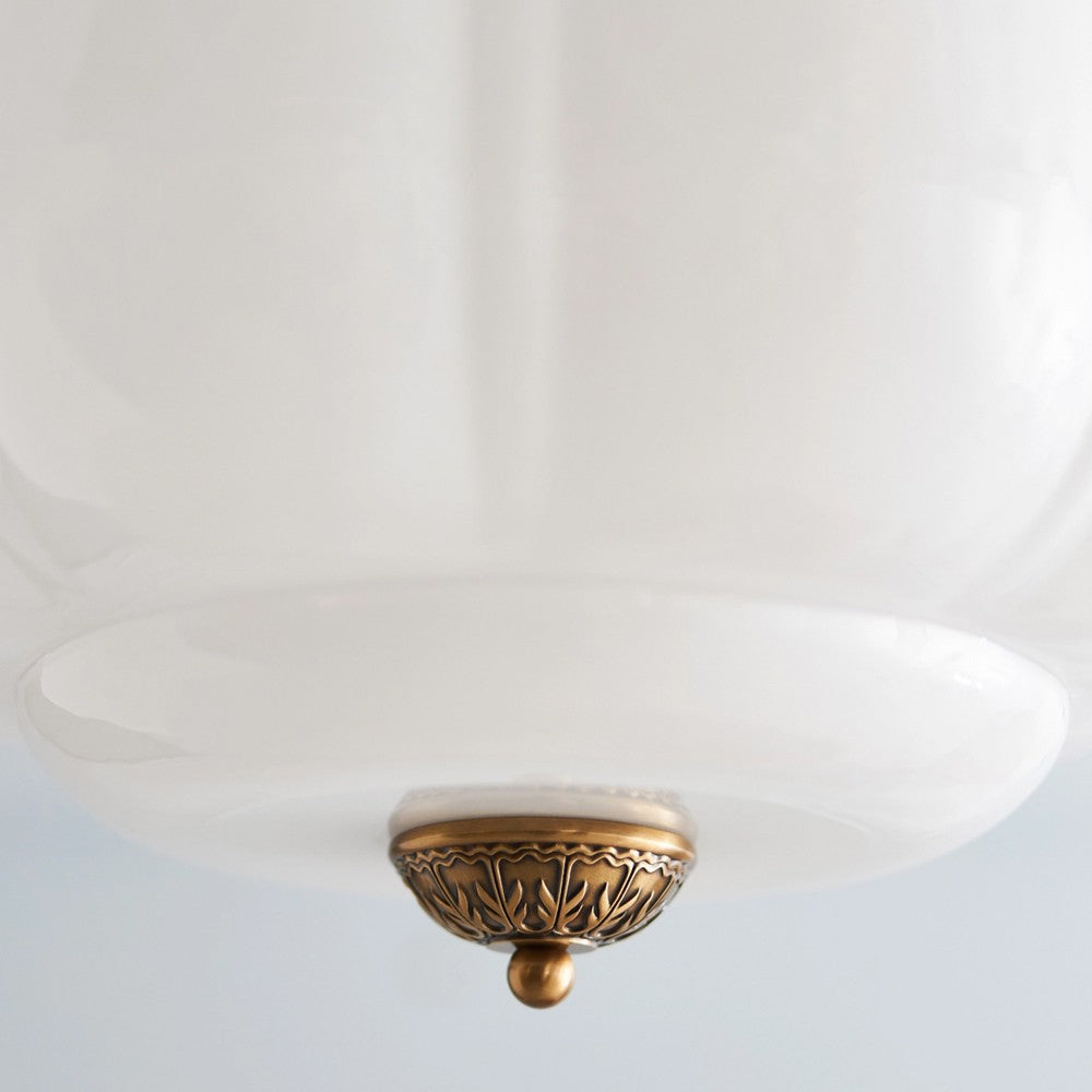 Vortan Antique Brass Green Glass Semi-Flush Mount Eloise Pendant Lamp
