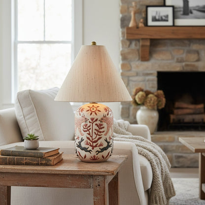 Thalira Vintage Ceramic Linen Table Lamp