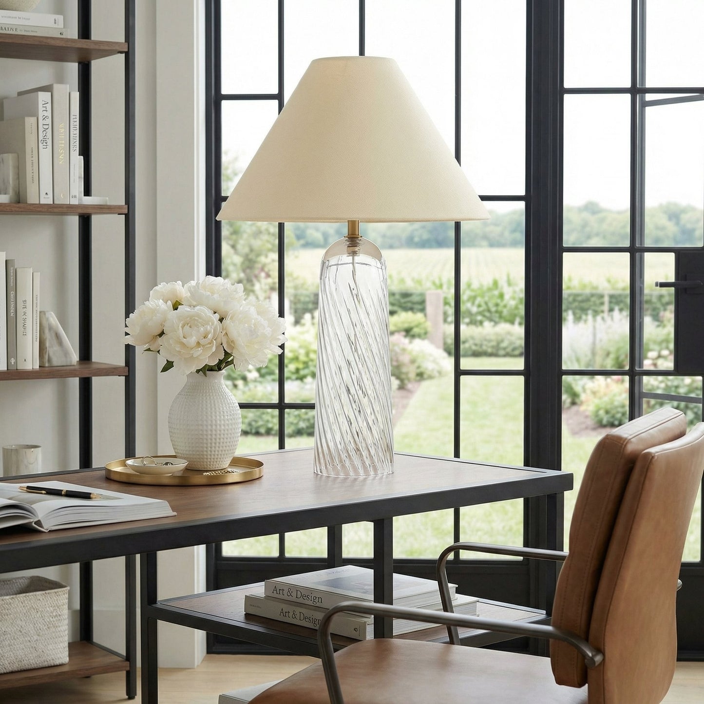 Latham Vintage Glass Bottle Fabric Table Lamp