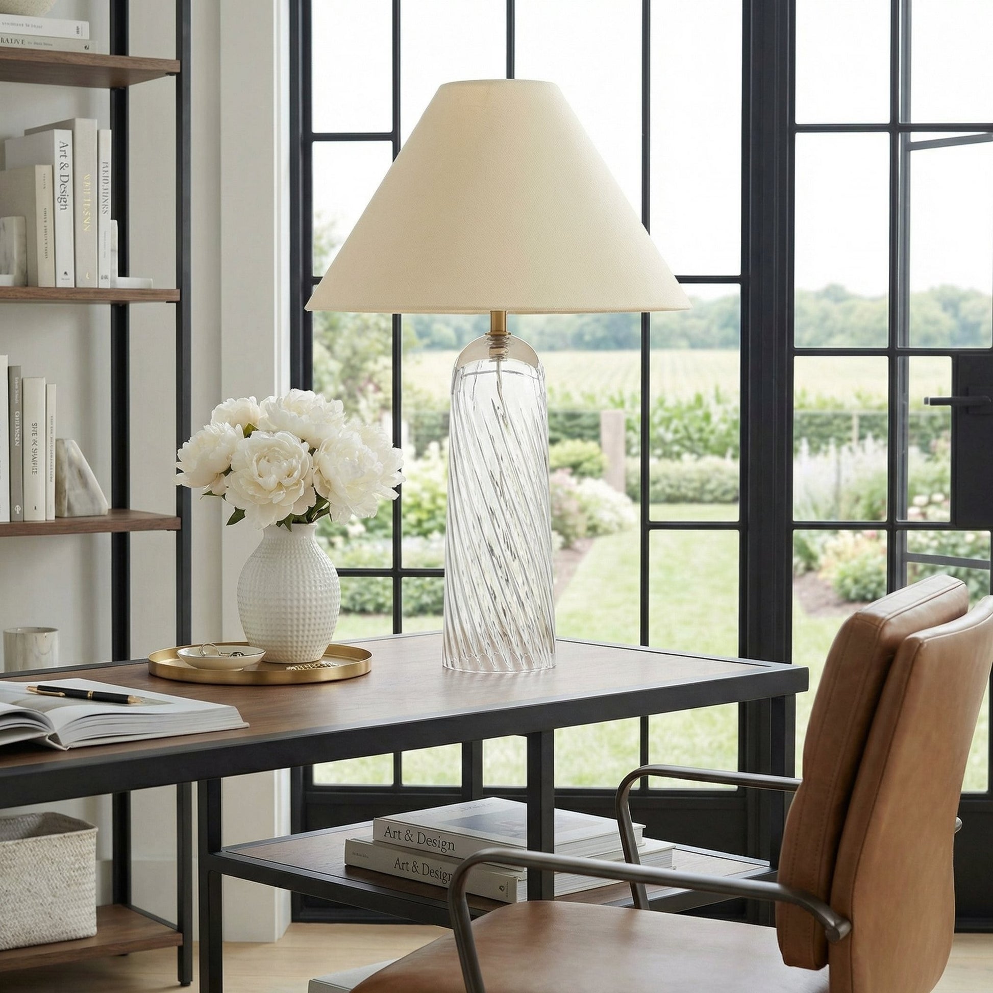 Latham Vintage Glass Bottle Fabric Table Lamp