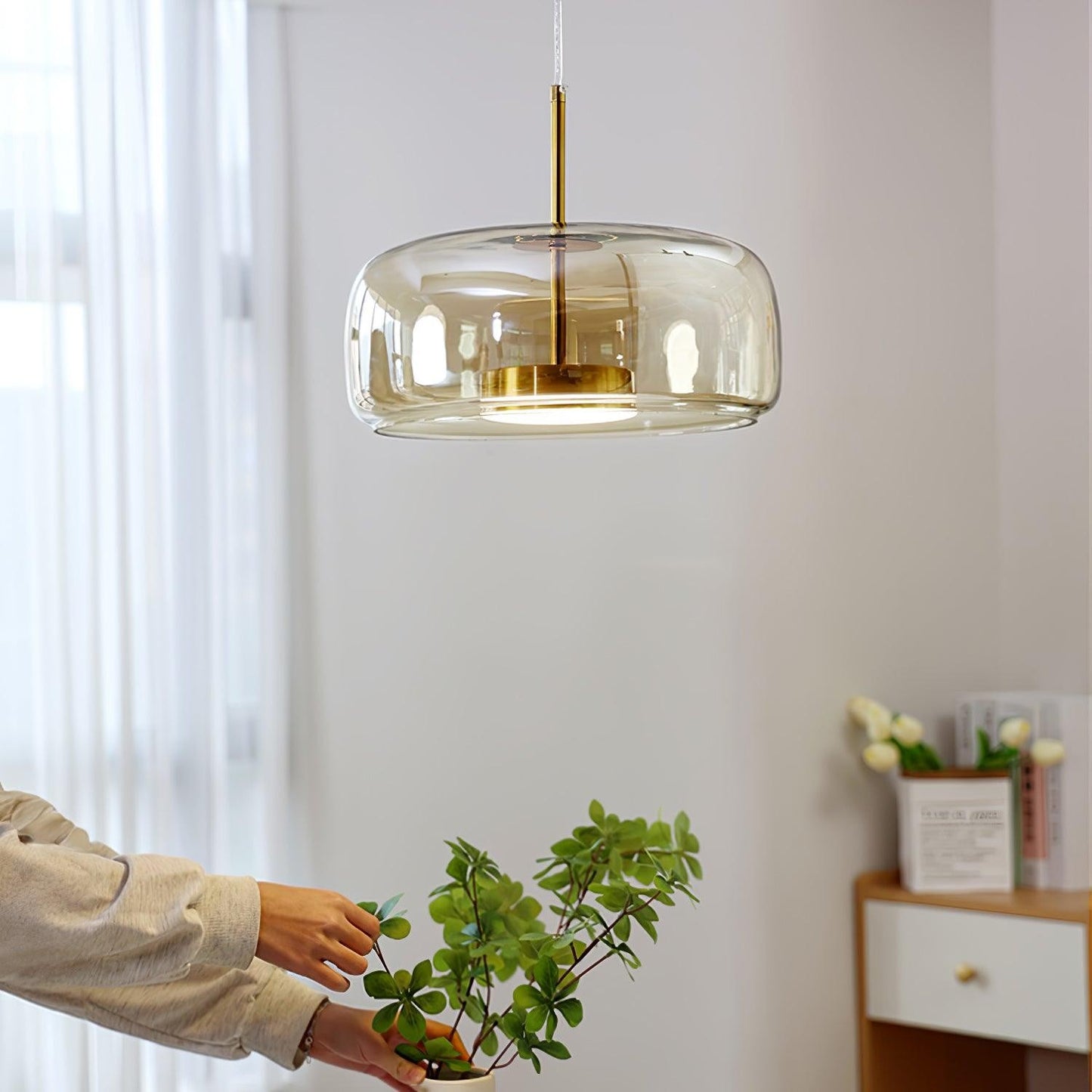 Raith Mouth Blown Glass Shade Pendant Light
