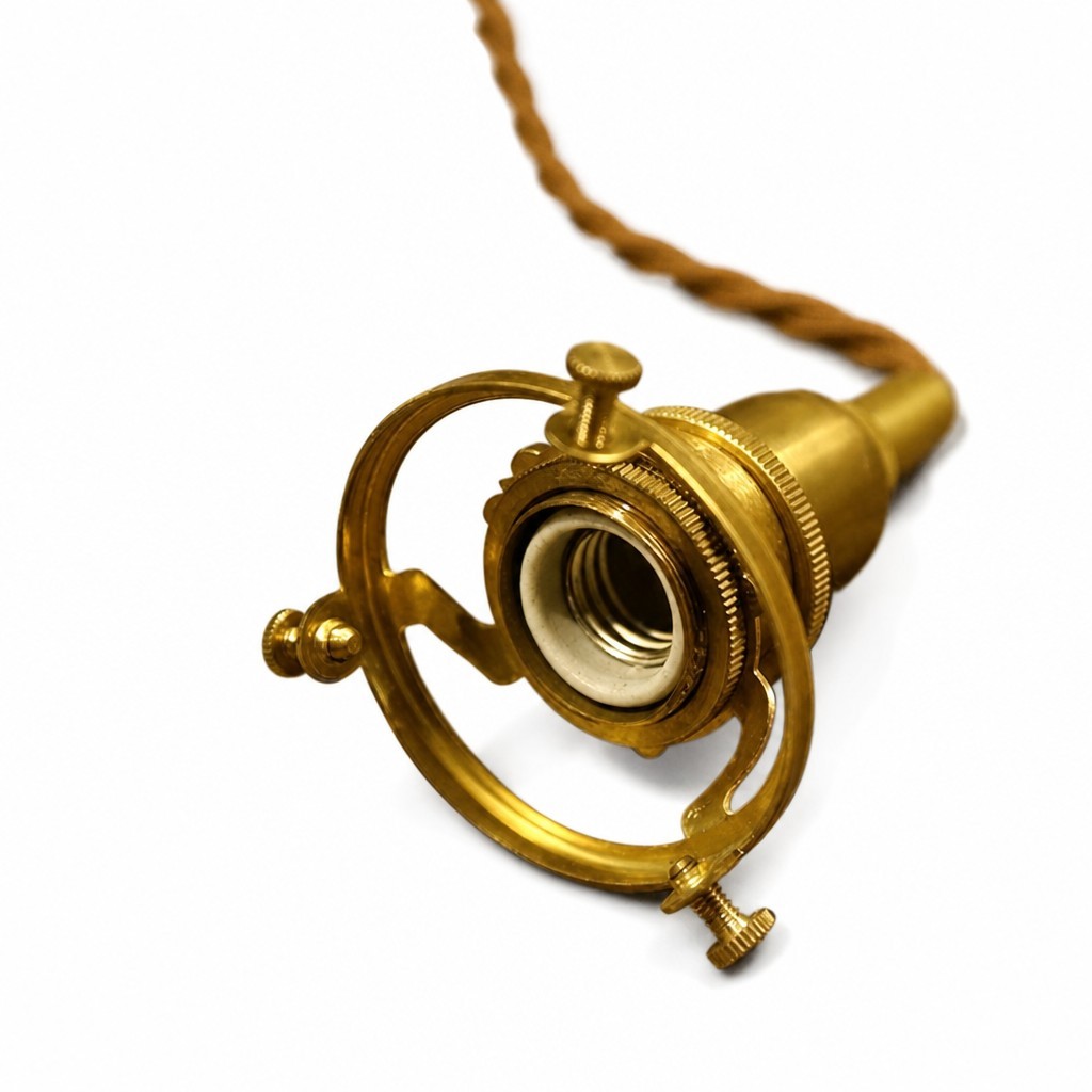 Vythar Retro Brass Cone Amber Glass Pendant Light