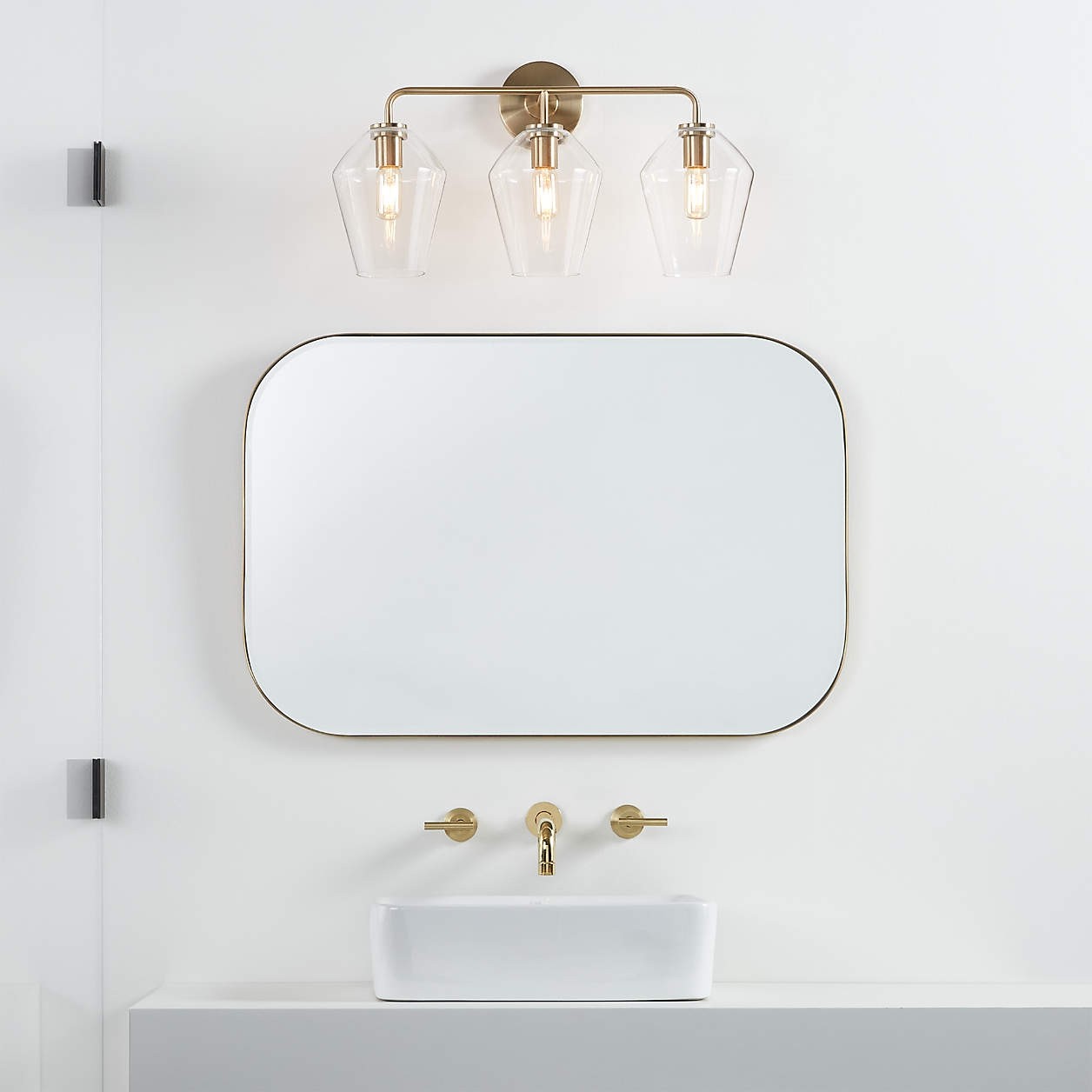 Konig Minimalist 3-Light Brass Glass Wall Light