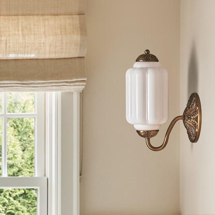 Vintage Elegant Milk Glass Eloise Wall Sconce - Retro Accent Lighting for Bathroom\Bedroom\Hallway