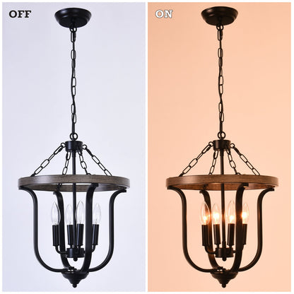 Richardson Industrial Black Wrought Iron Cage Pendant Light