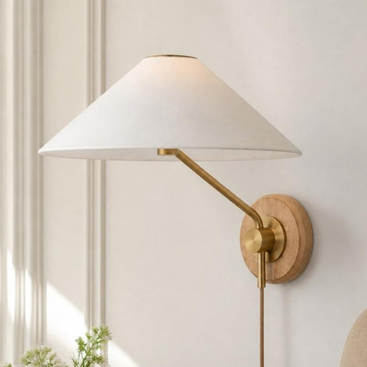 Ulyxor Ash Wood Base Ivory Paper Shade Wall Sconce