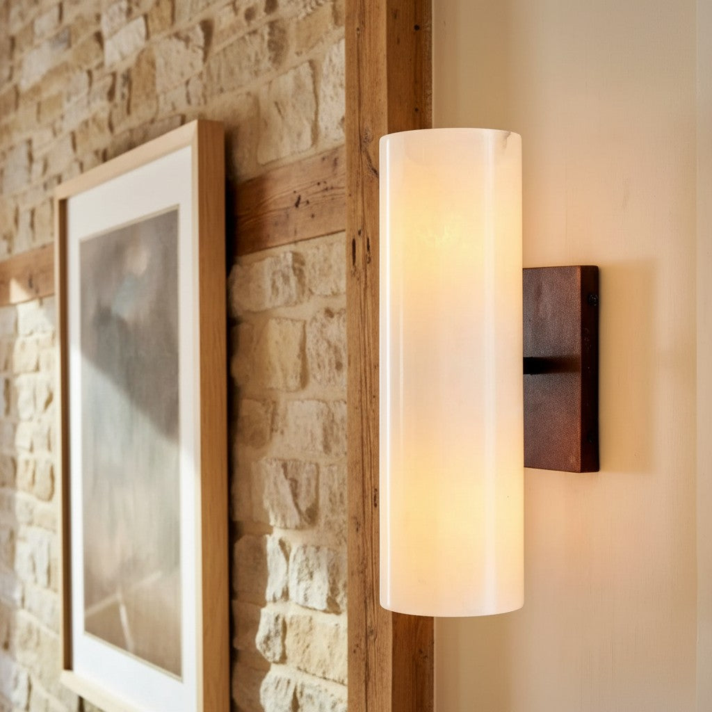 Corven Modern Elegant Alabaster Tube Sconce