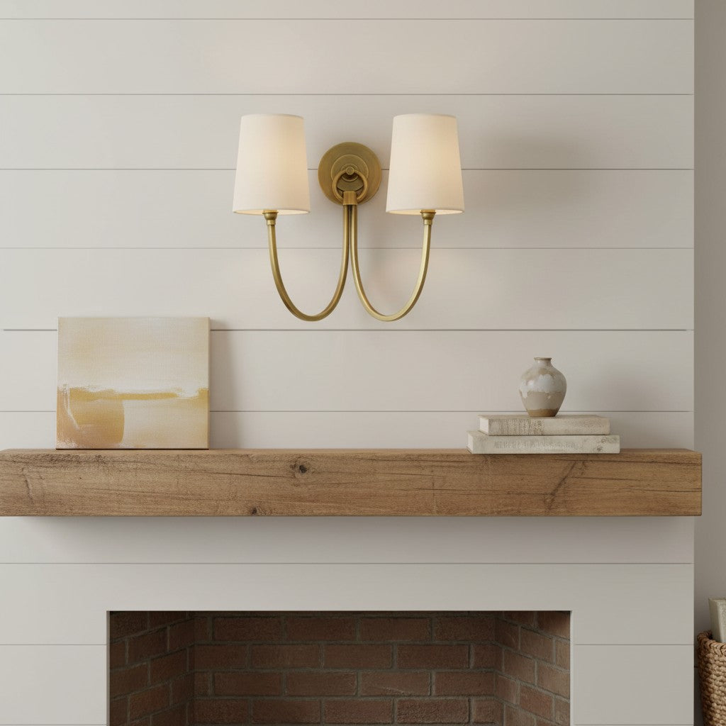 Kaevin Modern Elegant Linen Shade Double Wall Sconce