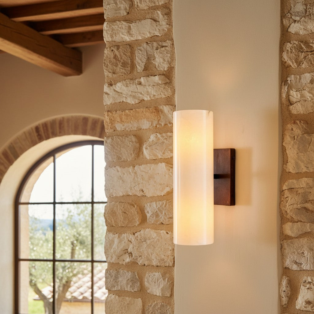 Corven Modern Elegant Alabaster Tube Sconce