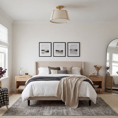 Hesperia Fabric Drum Shade Semi Flush Mount
