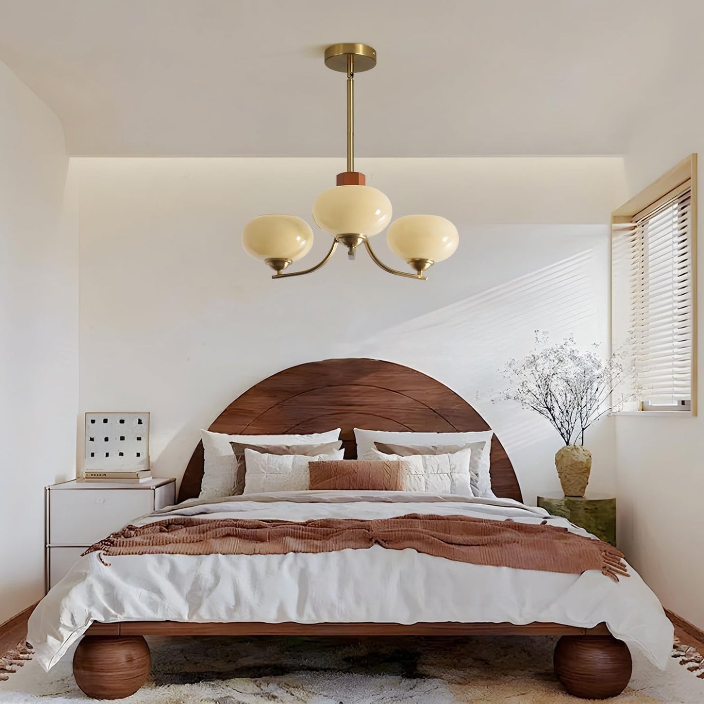 Juino Wood Farmhouse Milk Ball Sputnik Chandelier