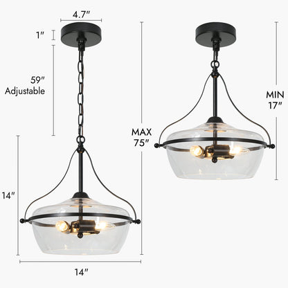 Florentine Rustic Brass Dome Clear Glass Pendant Light