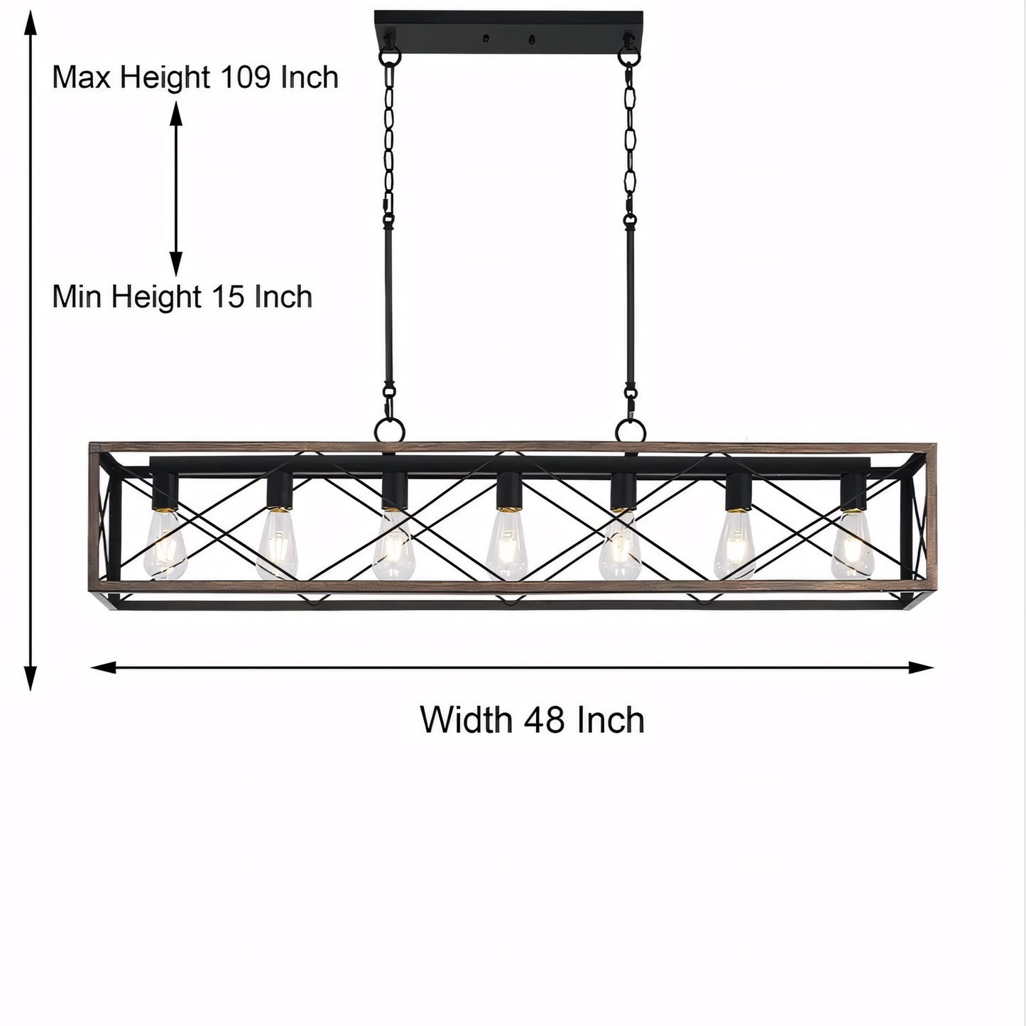 Wrylor Farmhouse 7 Light Steel Rectangle Chandelier