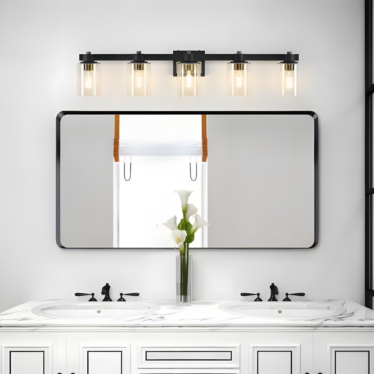 Dyril Modern Matte Black Cylinder Glass Sconce