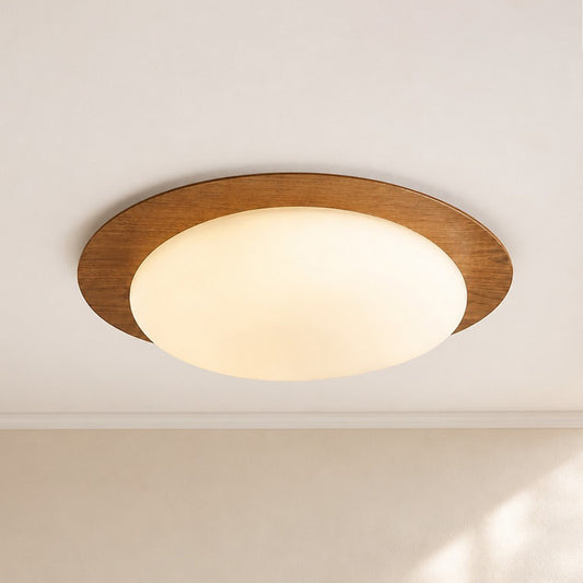 Zephyriel Nordic LED Walnut Pebble Ceiling Light