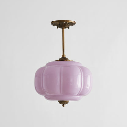 Vortan Antique Brass Green Glass Semi-Flush Mount Eloise Pendant Lamp