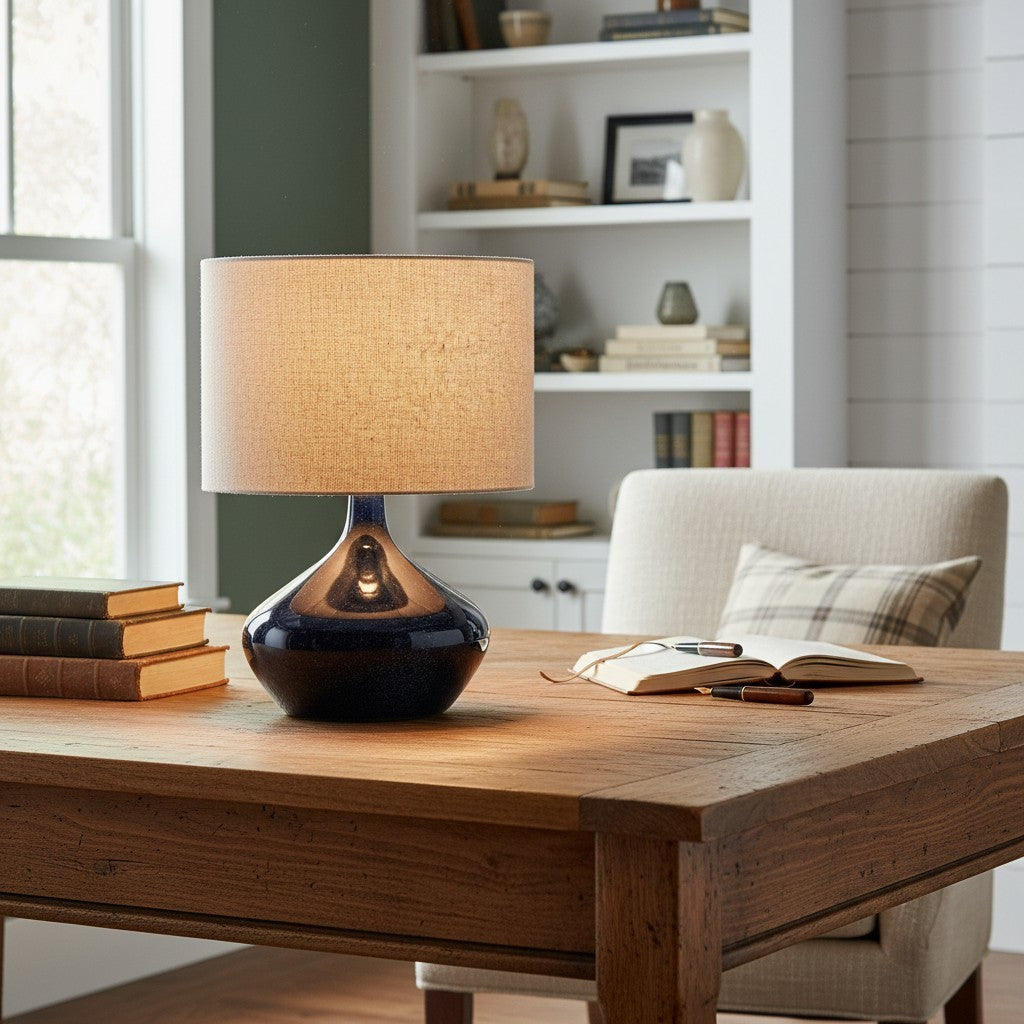 Daphne Vintage Ceramic Linen Shade Table Lamp