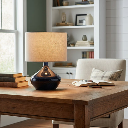 Daphne Vintage Ceramic Linen Shade Table Lamp