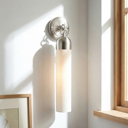 Morgan Minimalist Cylindrical Glass or Alabaster Wall Light