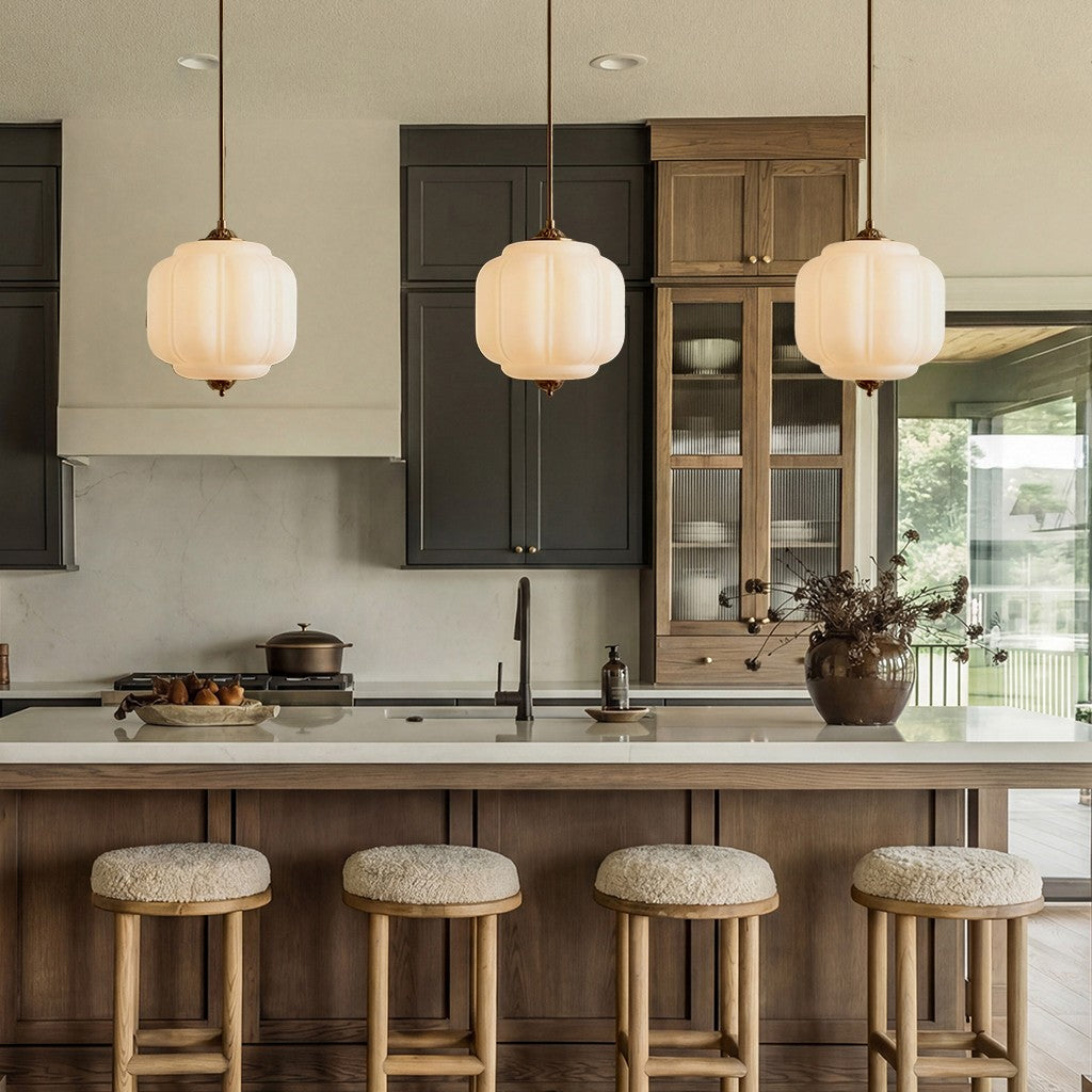 Cyrilith Vintage Milk Glass Oiled Brass Eloise Pendant light