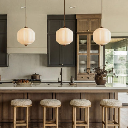 Cyrilith Vintage Milk Glass Oiled Brass Eloise Pendant light