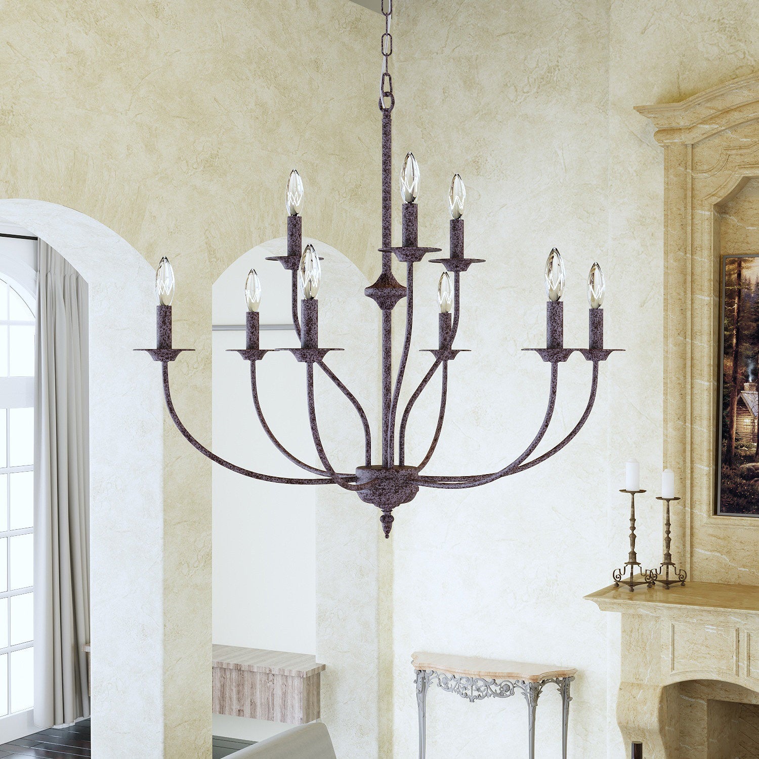 Caelestis Farmhouse 9 Light Metal Chandelier