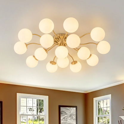 Anwen Mid Century Glass Brass Sputnik Bubble Chandelier