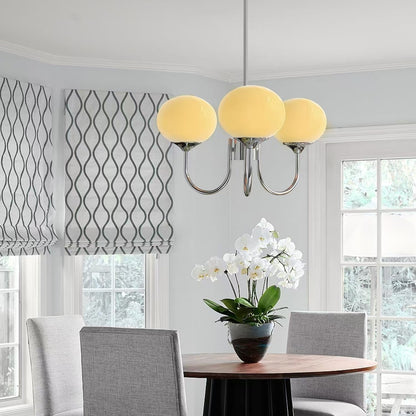Bianca Colored Glass Shade Chandelier with Globes