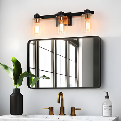 Dyril Modern Matte Black Cylinder Glass Sconce